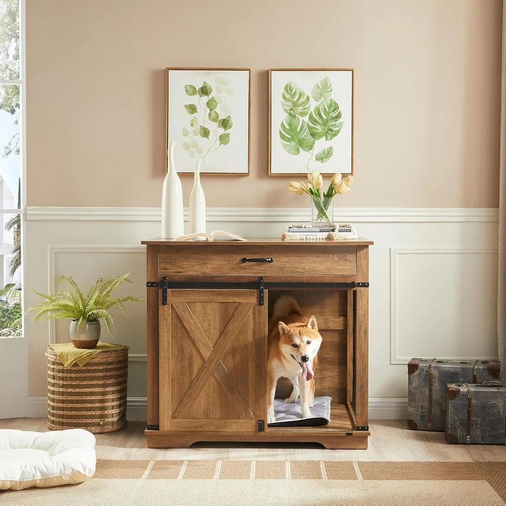 Large Dog Crate Furniture With Sliding Door