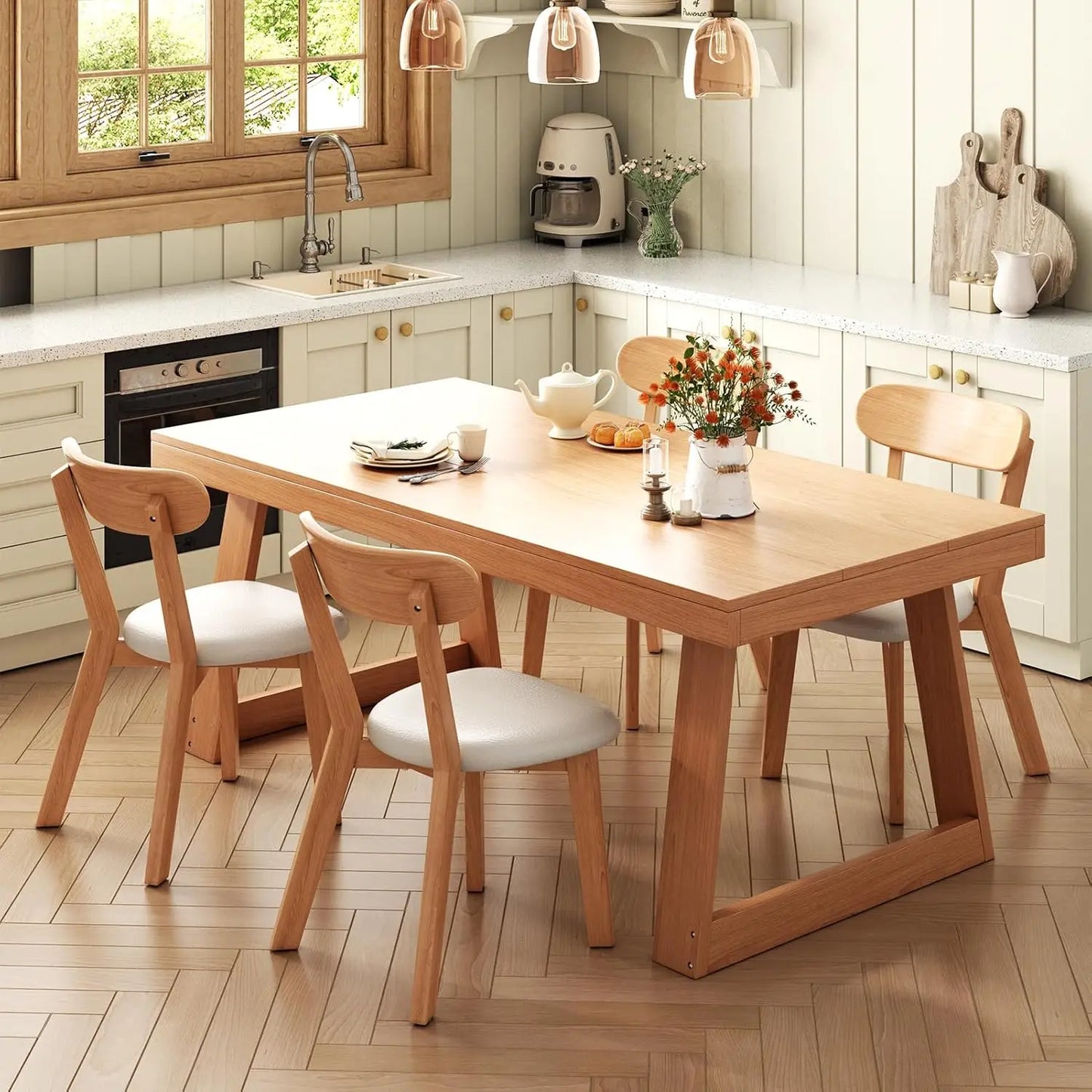 Dining Chairs Set of 4 Mid-Century Modern Oak