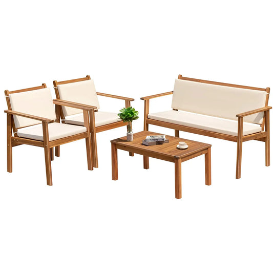 4 Piece Patio Bistro Se  Acacia Wood
