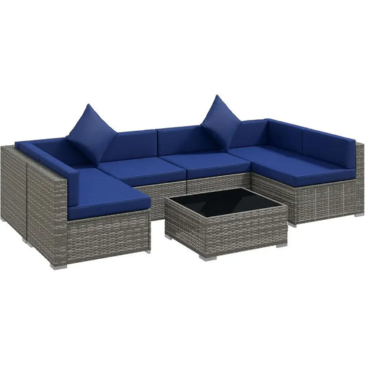 7-Piece Outdoor Wicker Sofa Set