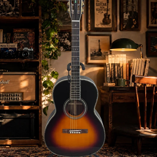 38-inch 00042 Acoustic Guitar Solid Spruce Top with Bone Nut Sunburst Color