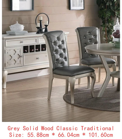 7pc Glass Dining Table Set Tufted Side Chairs