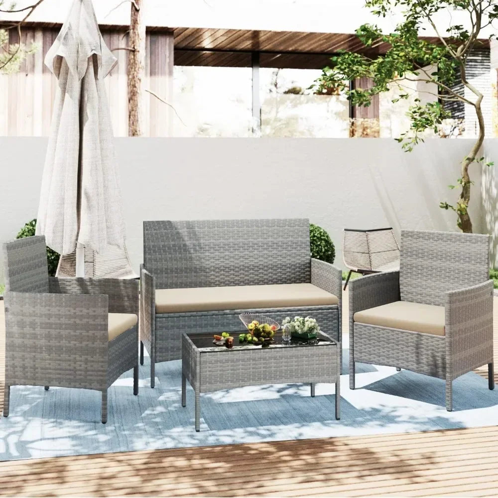 4 Piece Wicker Outdoor Set