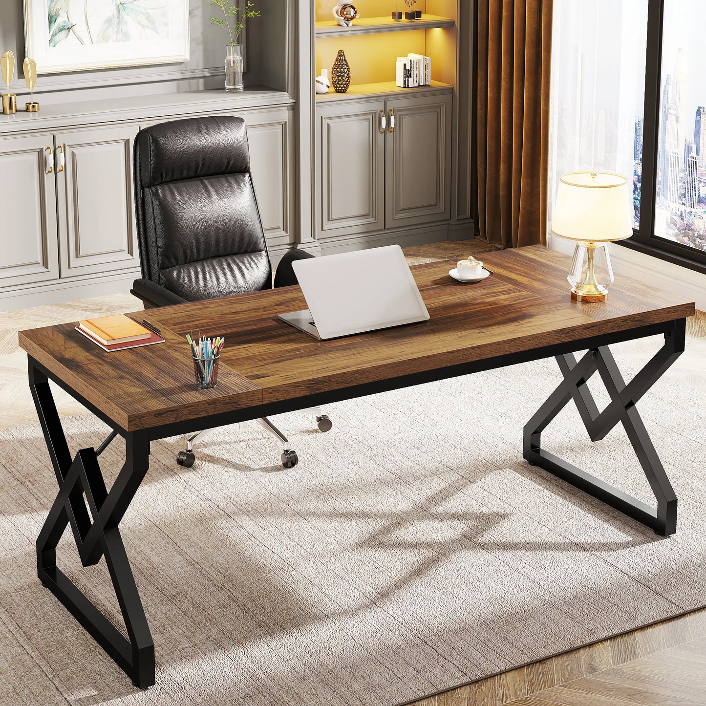 63" Large Industrial Executive Desk