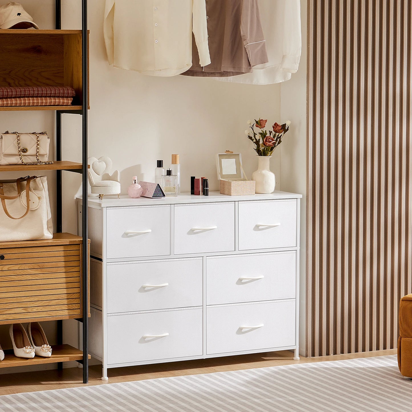 Wardrobe With 5/7/10 White Lover Fabric Drawers