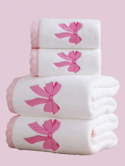 Purple Coral Fleece Towel Set