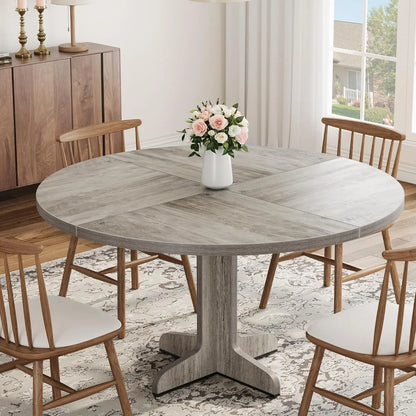 Farmhouse Circle Kitchen Table With Wood Tabletop