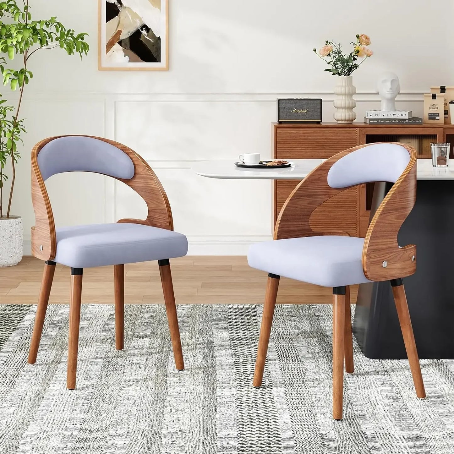 Modern Wood Dining Chairs Set of 4