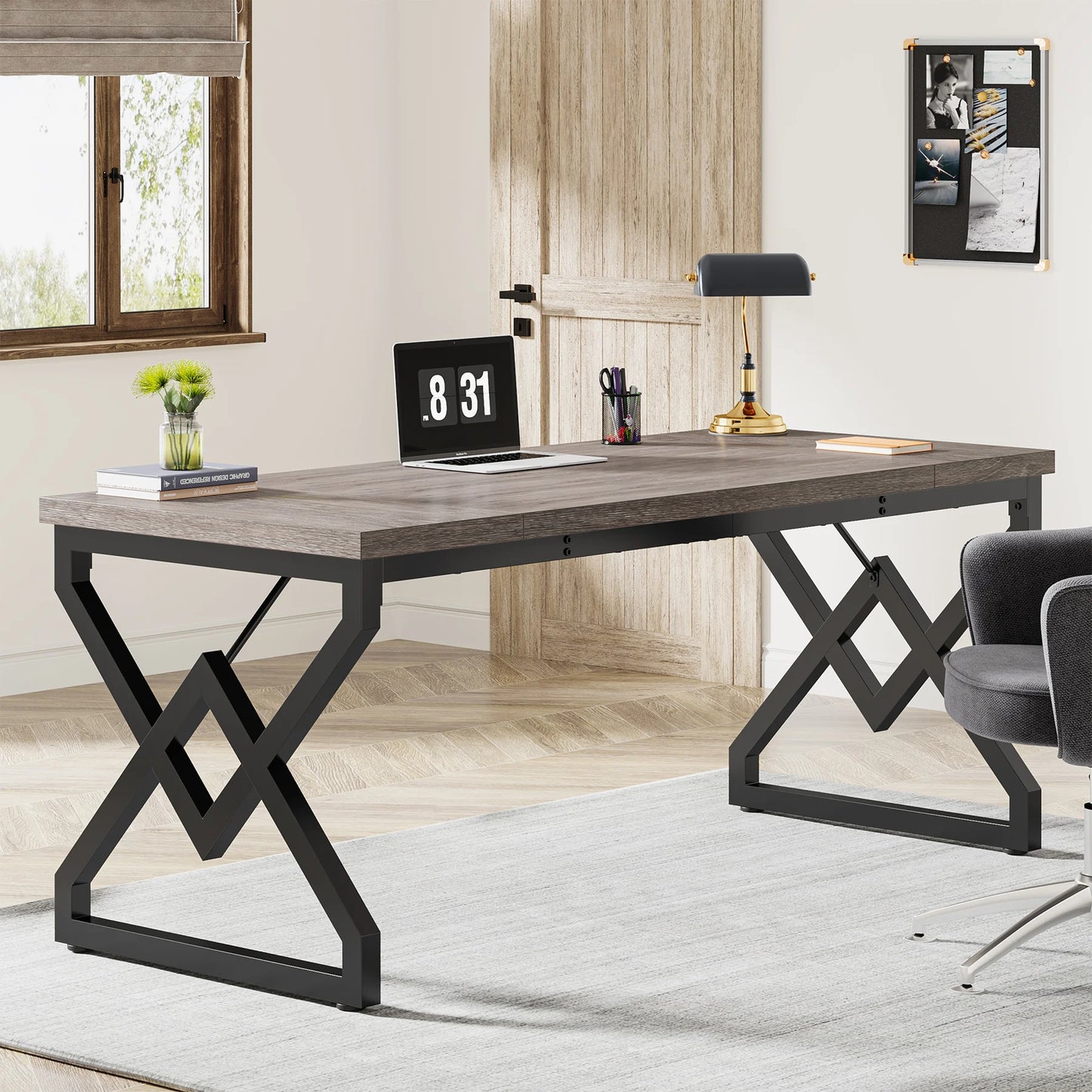 63" Large Industrial Executive Desk