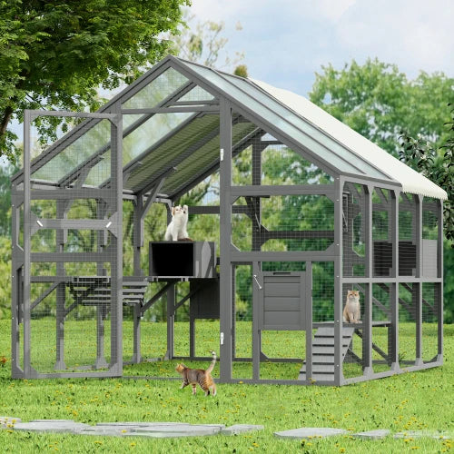 Outdoor Cat cage With Wooden Cat House