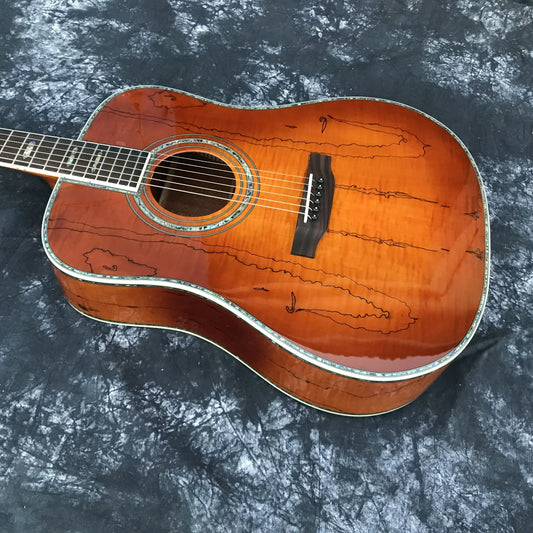 Custom 41 Inch D Type Maple Body Acoustic Guitar Abalone Inlays Ebony Fingerboard