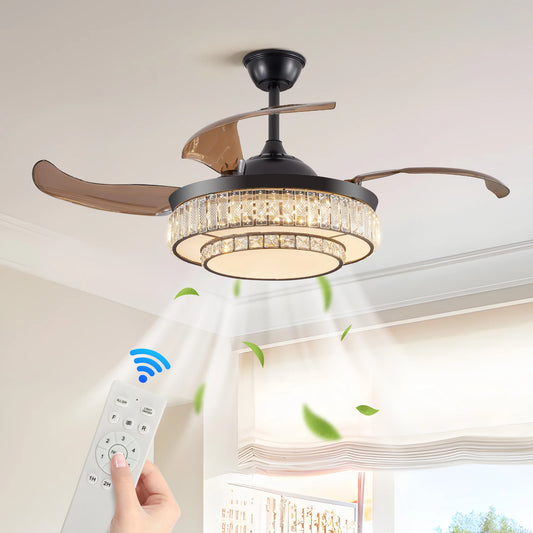 ARLGSITE Luxurious Crystal Ceiling Fan Light