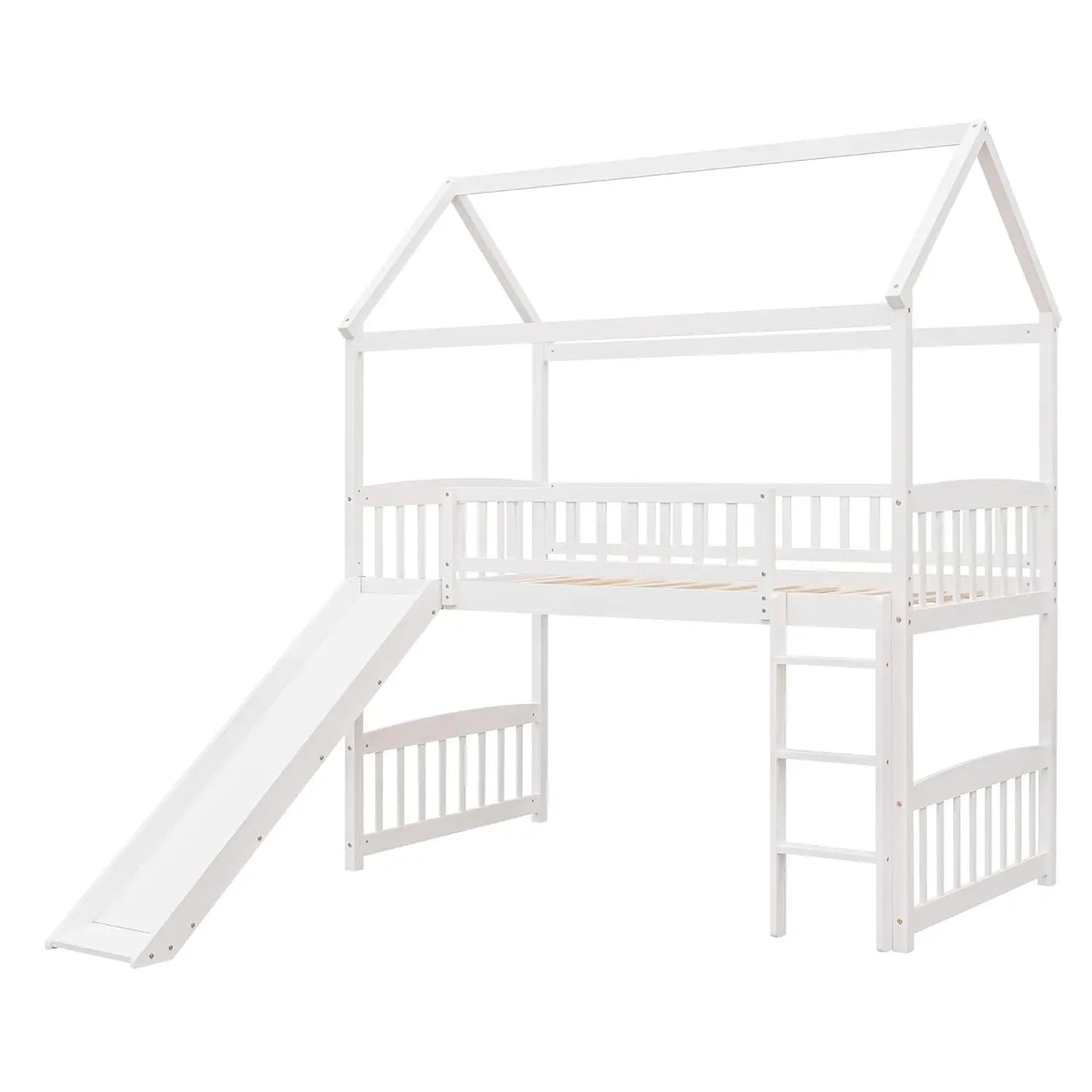 Twin Loft Bed With Slide For Kids