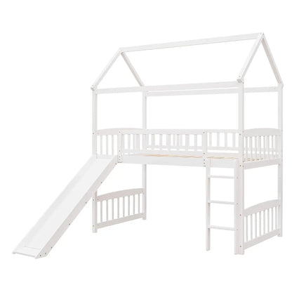 Twin Loft Bed With Slide For Kids