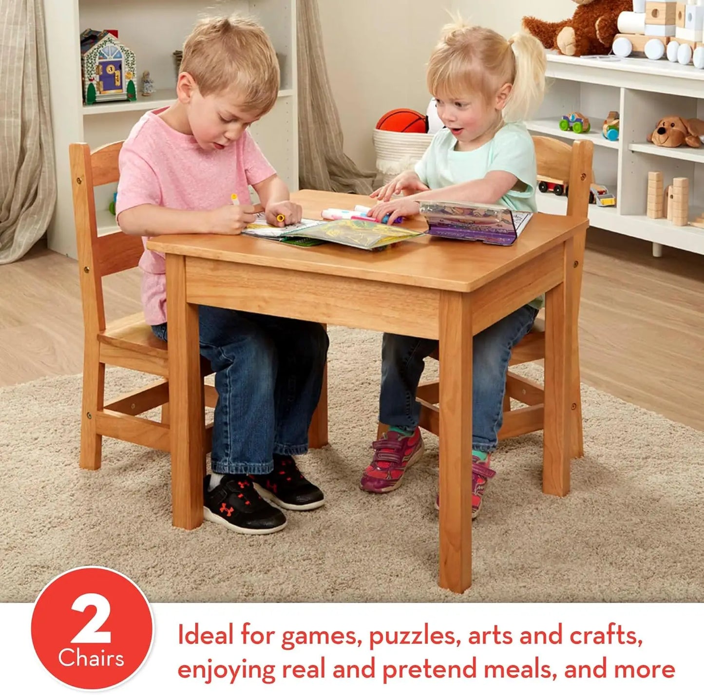 Solid Wood Kids Table And Chairs Set