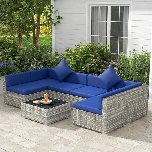 7-Piece Outdoor Wicker Sofa Set