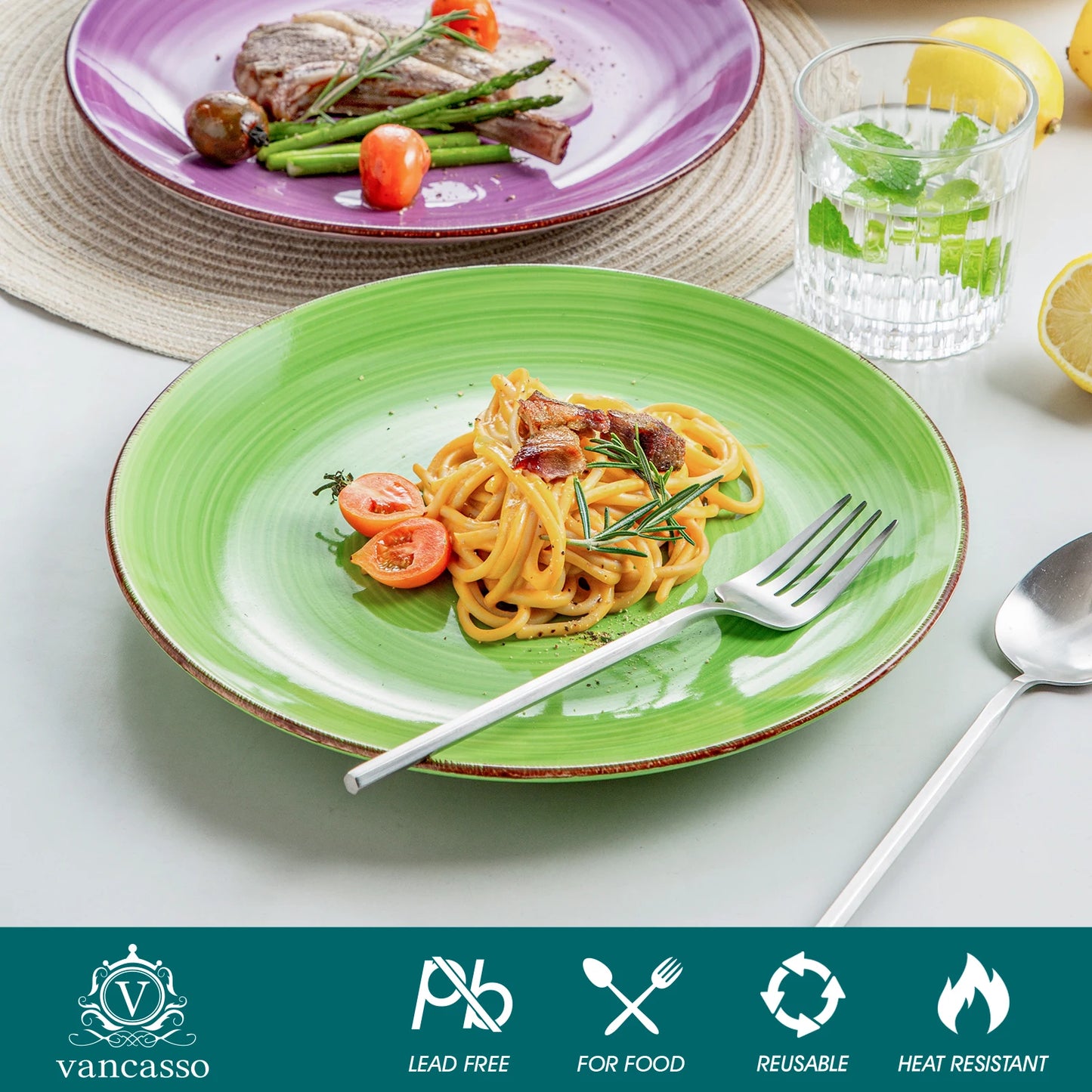 6/12 Piece Handpainted 10.4 inch Dinner Plate Set