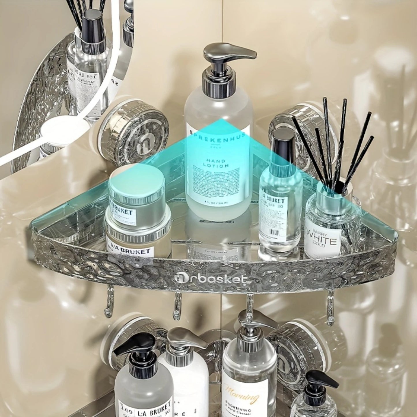 1pc Water Ripple Bathroom Suction Cup Triangle Shelf