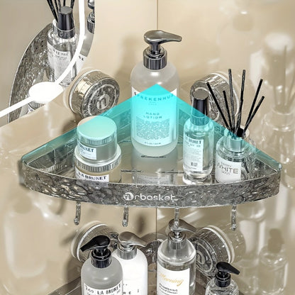 1pc Water Ripple Bathroom Suction Cup Triangle Shelf