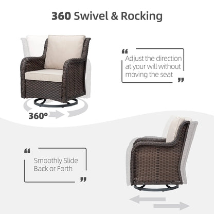 3-Piece Wicker Swivel Rocker Patio Set