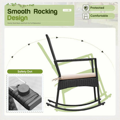 3 Piece Rocking Chair Outdoor PE Rattan Patio Set