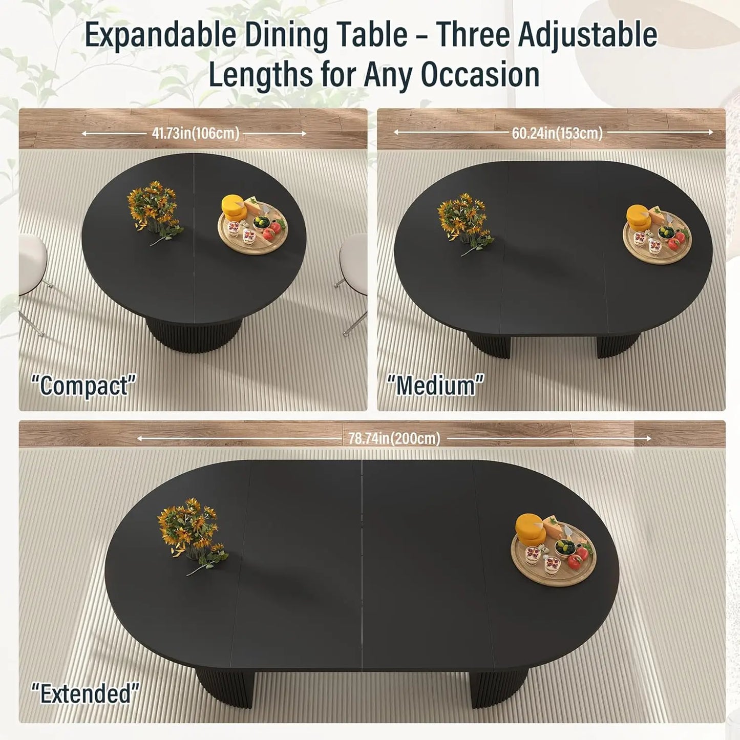 Extendable Dining Table 41-78in