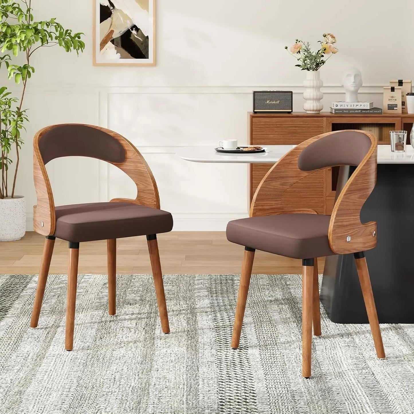 Modern Wood Dining Chairs Set of 4