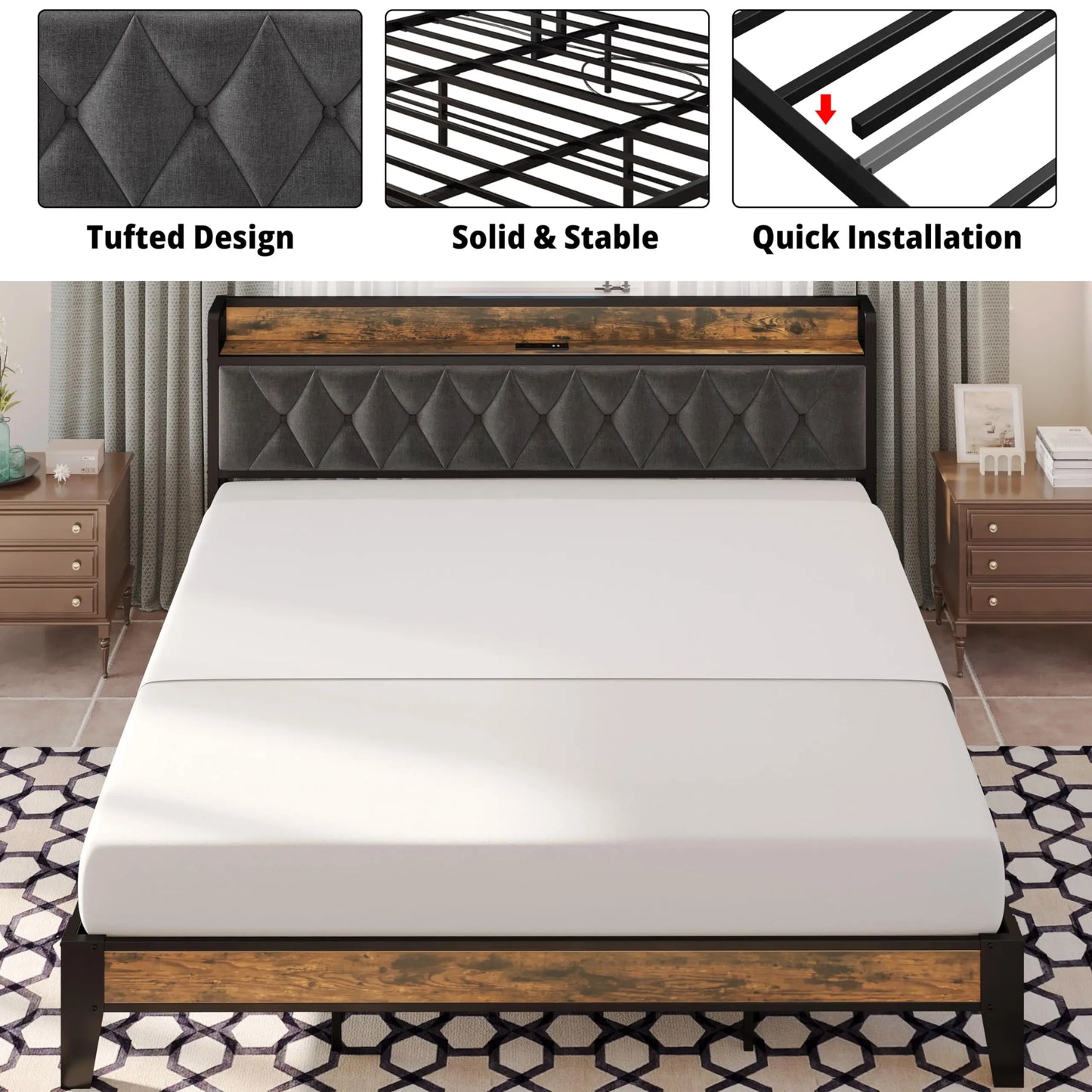 Bed Frames Storage Headboard