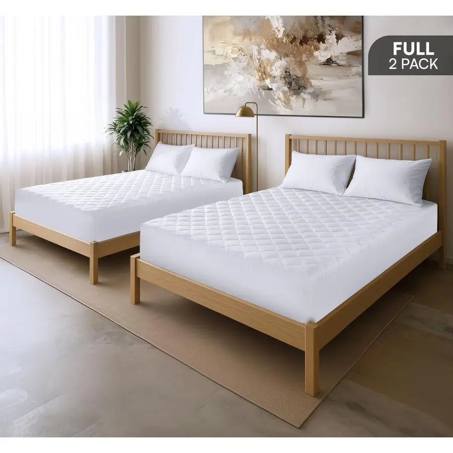 2 Pack Quilted Fitted Mattress Pad, Full Size