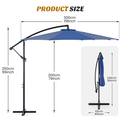 JHK 10FT Outdoor Patio Umbrella Hanging Cantilever