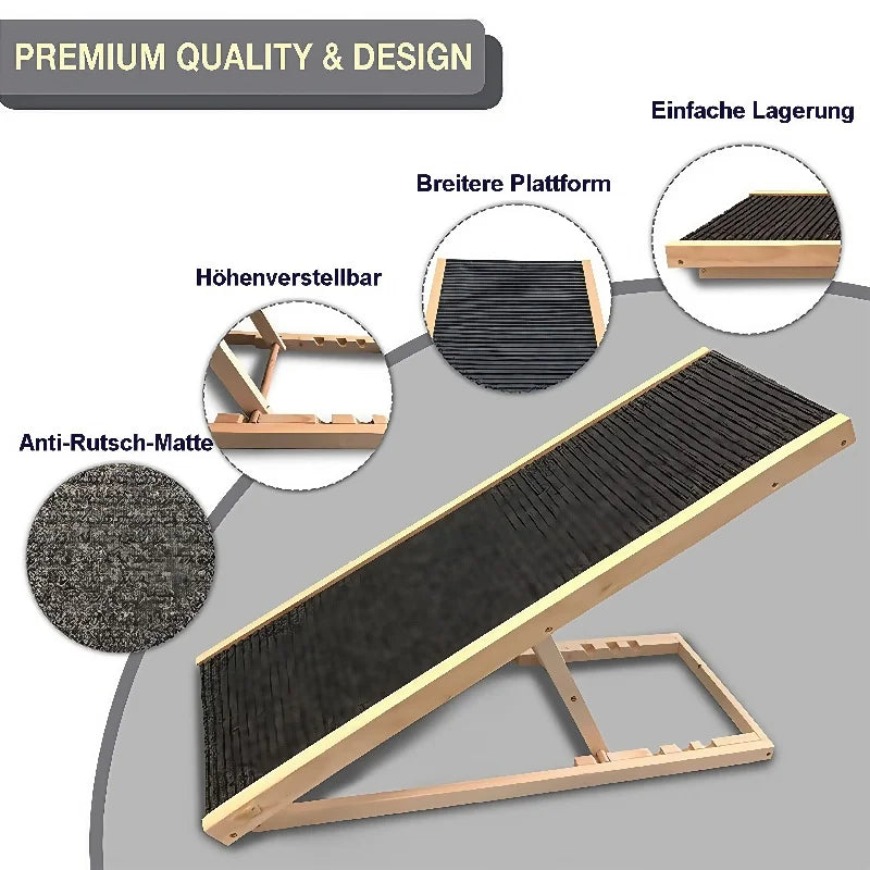 Height-Adjustable Wooden Pet Ramp