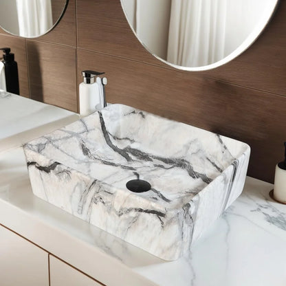 Artistic Marble Pattern Ceramic Vessel Sink Set