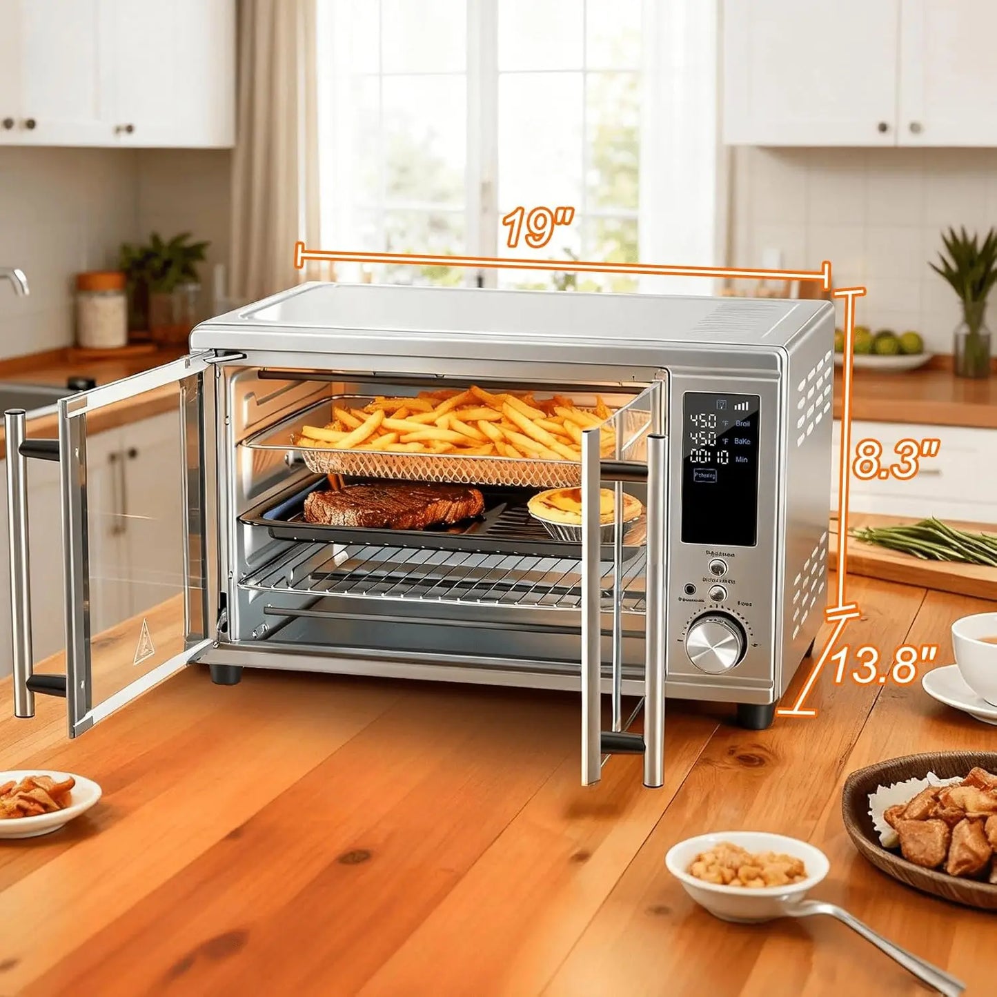 Air Fryer Toaster Oven Combo Dual Door, 29.6QT