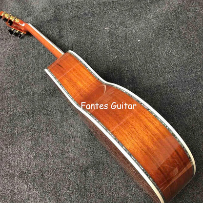 Custom 39 inch koa wood OOO45 parlor acoustic guitar 100 all real abalone parlor acoustic electric guitar 000 45