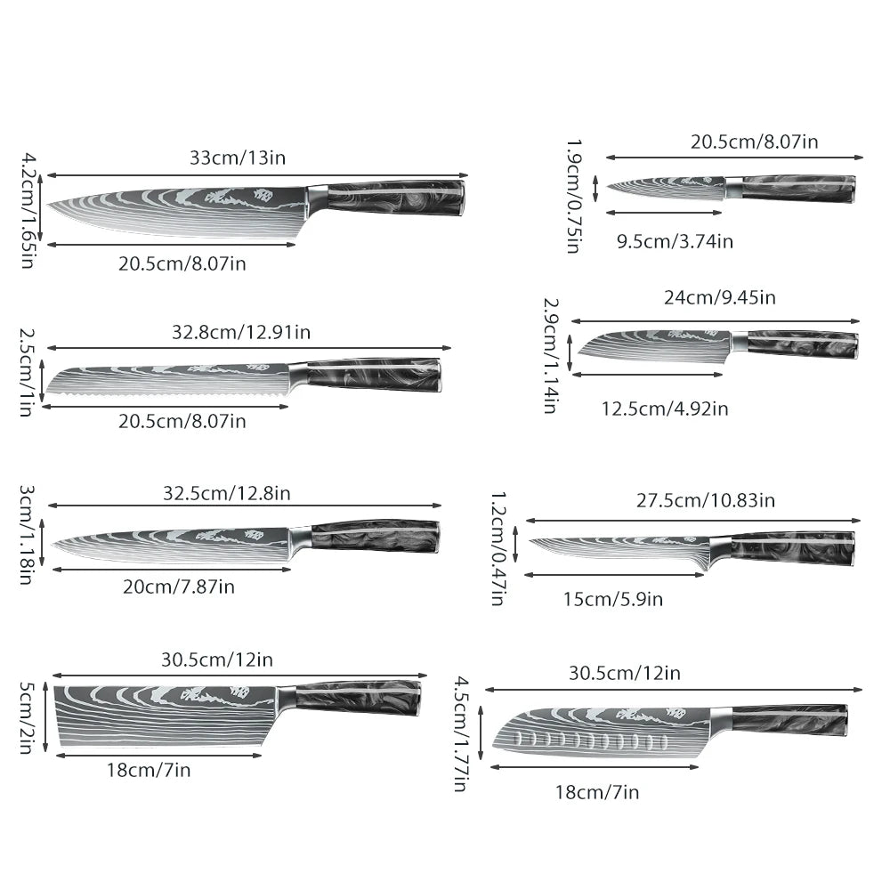 8PCS Portable Knife Set With Bag