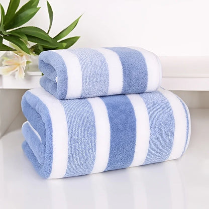 2-Pack Striped Microfiber Bath Towel Set