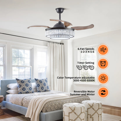 ARLGSITE Luxurious Crystal Ceiling Fan Light
