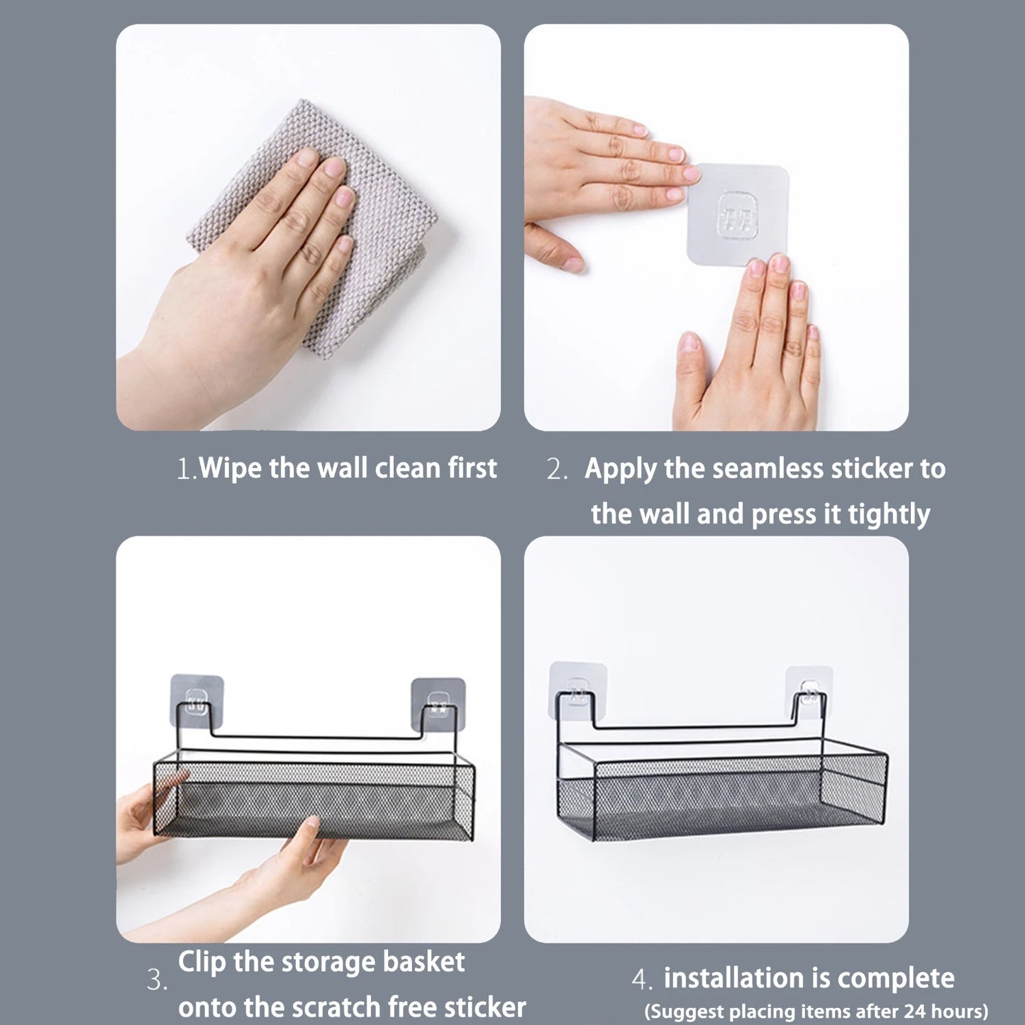 1PC Bathroom Self-adhesive Mesh Rack