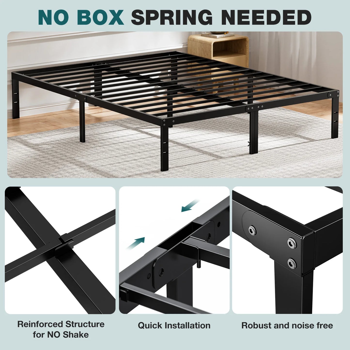 Metal Platform Bedroom Frames with Storage