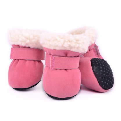 4pcs/set Plush Pet Dog Shoes