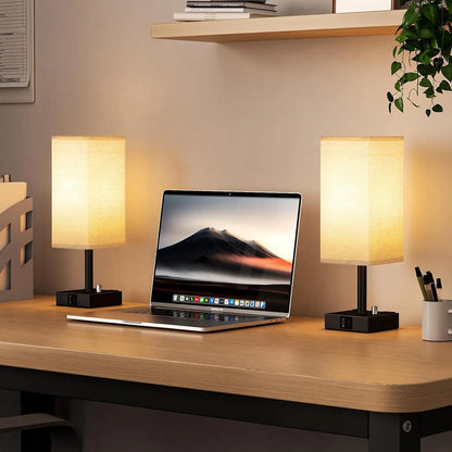 Fully Dimmable Nightstand Lamps Set of 2