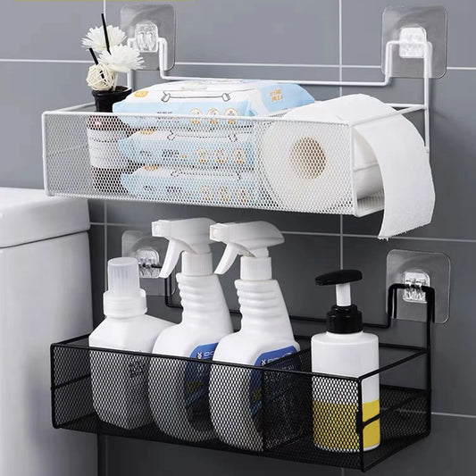 1PC Bathroom Self-adhesive Mesh Rack