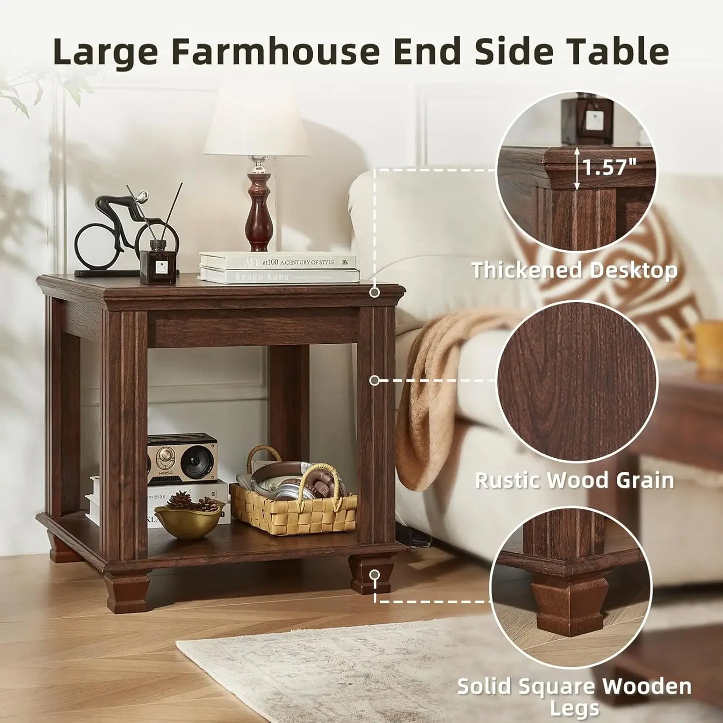 Farmhouse End Table Set of 2