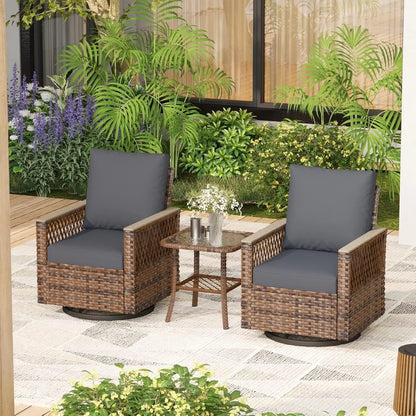 3 Pcs Patio Bistro Set with Table Set