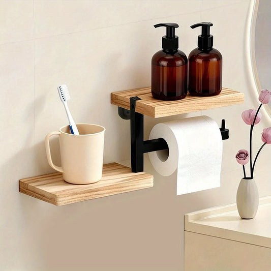 Wooden Wall Mounted Toilet Paper Holder