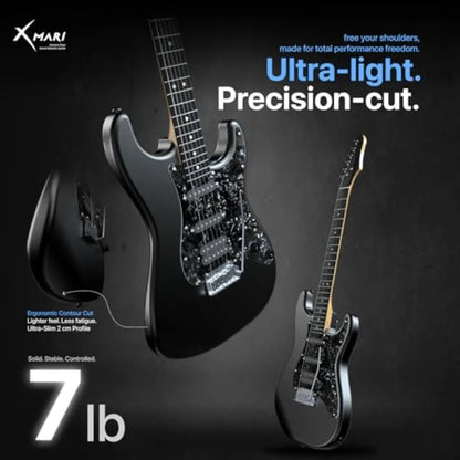 Smart electric guitar for live performance and home practice, carbon fiber body, black, built-in DSP effects with 4 presets, US