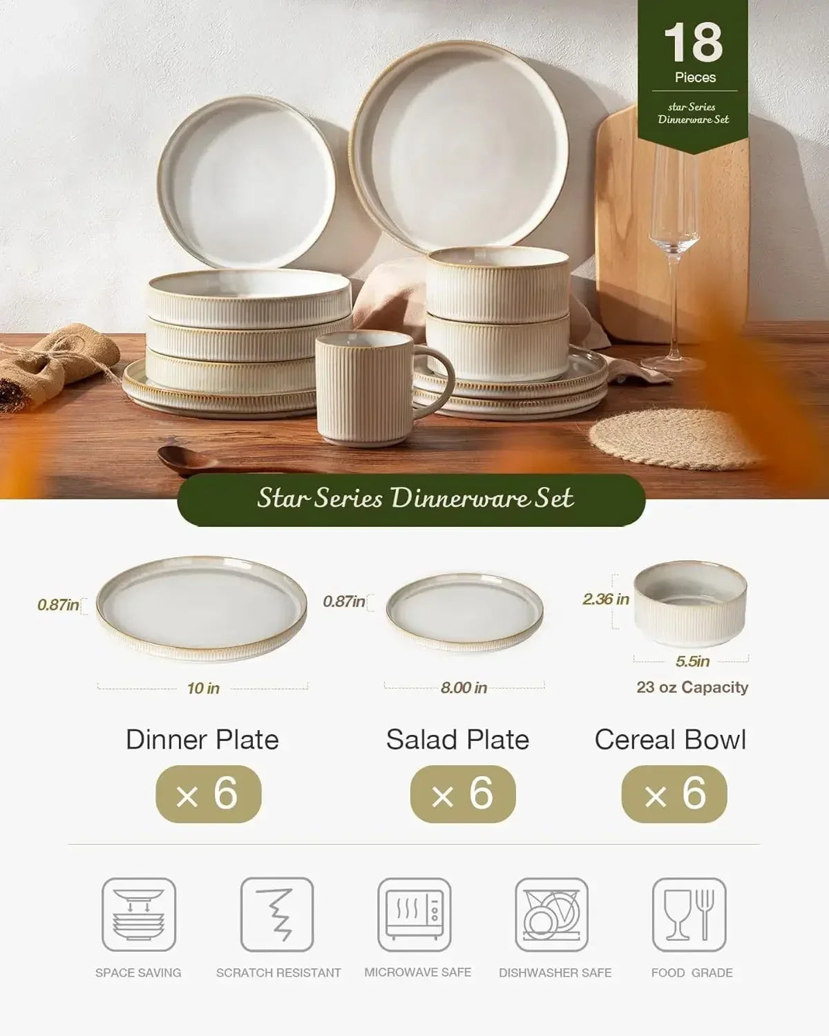 Star Plates and Bowls Set For 6