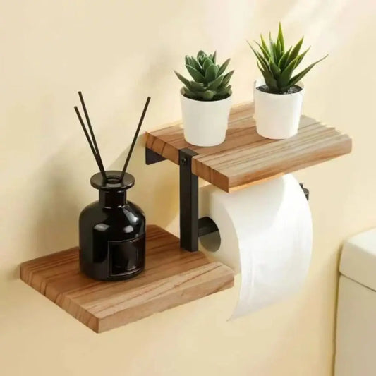 Wooden Wall Mounted Toilet Paper Holder