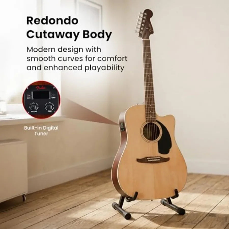 Dreadnought acoustic-electric guitar for live performance and practice, solid spruce top with mahogany back/sides, natural fini