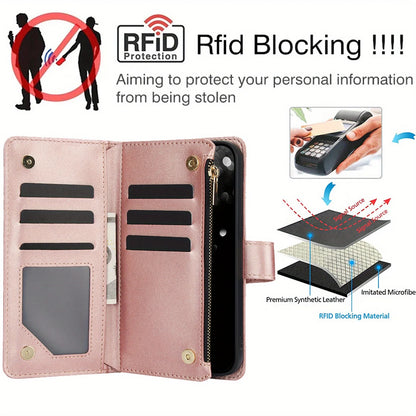 Crossbody PU Leather Wallet Flip Case For iPhone